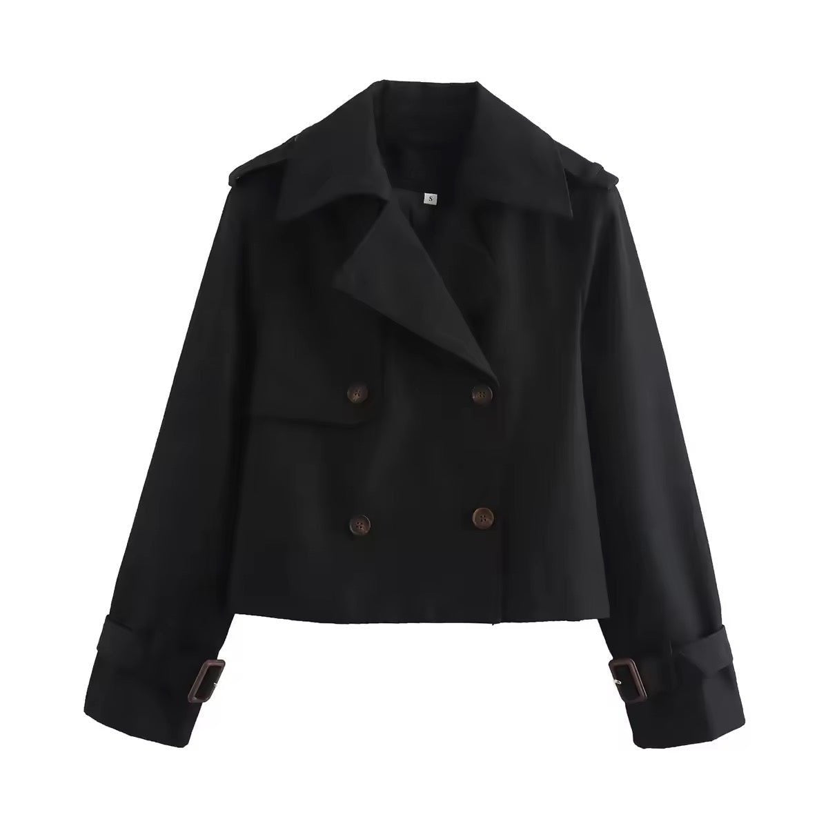 Lily | Women's Short Trench Coat Double Breasted Buckle Cuffs