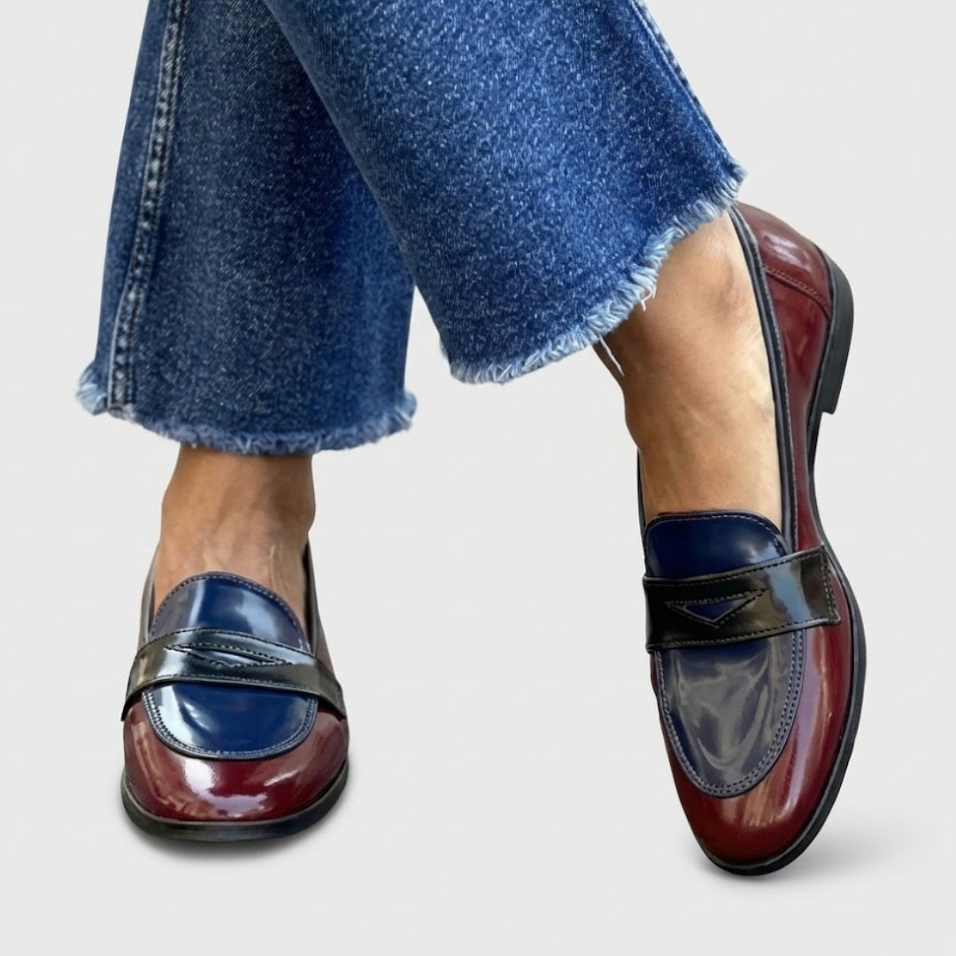 Clara | Women's Patent Leather Loafers Two Tone