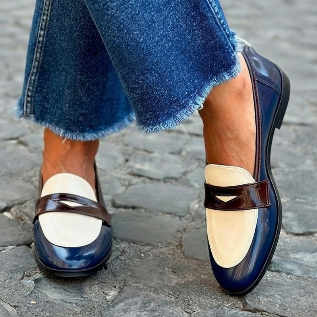 Clara | Women's Patent Leather Loafers Two Tone