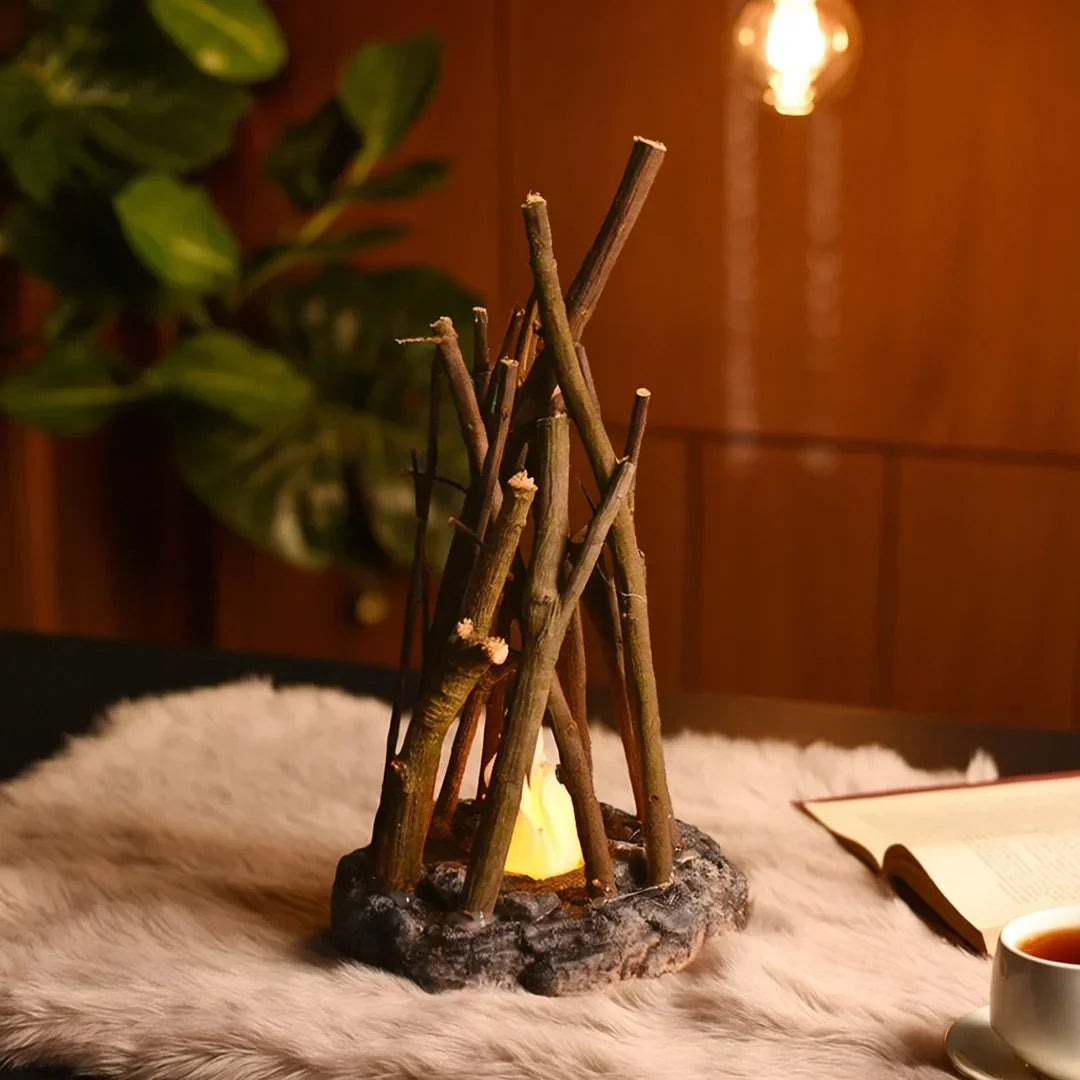 Bedside Night Light | Handcrafted Wood & Stone | Rechargeable & 3 Brightness Levels