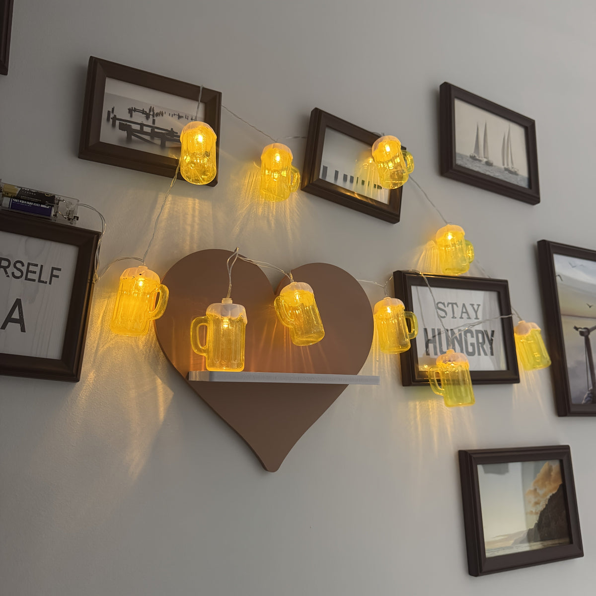 Beer Mug String Lights Battery Operated LED for Parties and Outdoor Décor