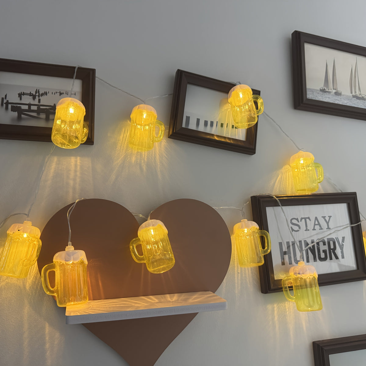 Beer Mug String Lights Battery Operated LED for Parties and Outdoor Décor