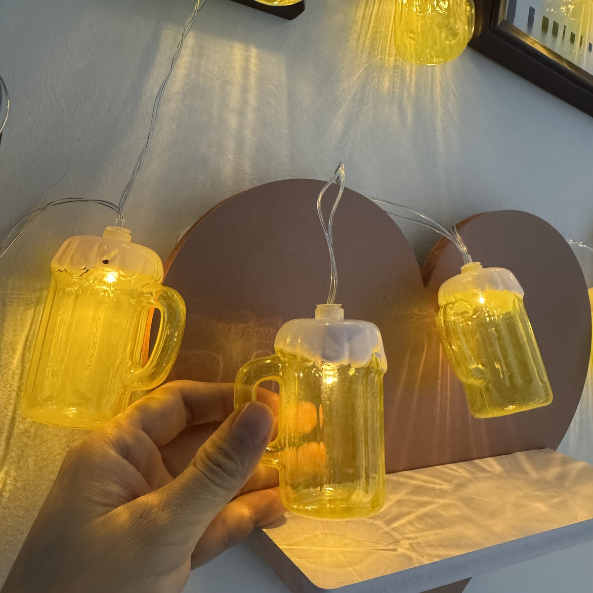 Beer Mug String Lights Battery Operated LED for Parties and Outdoor Décor