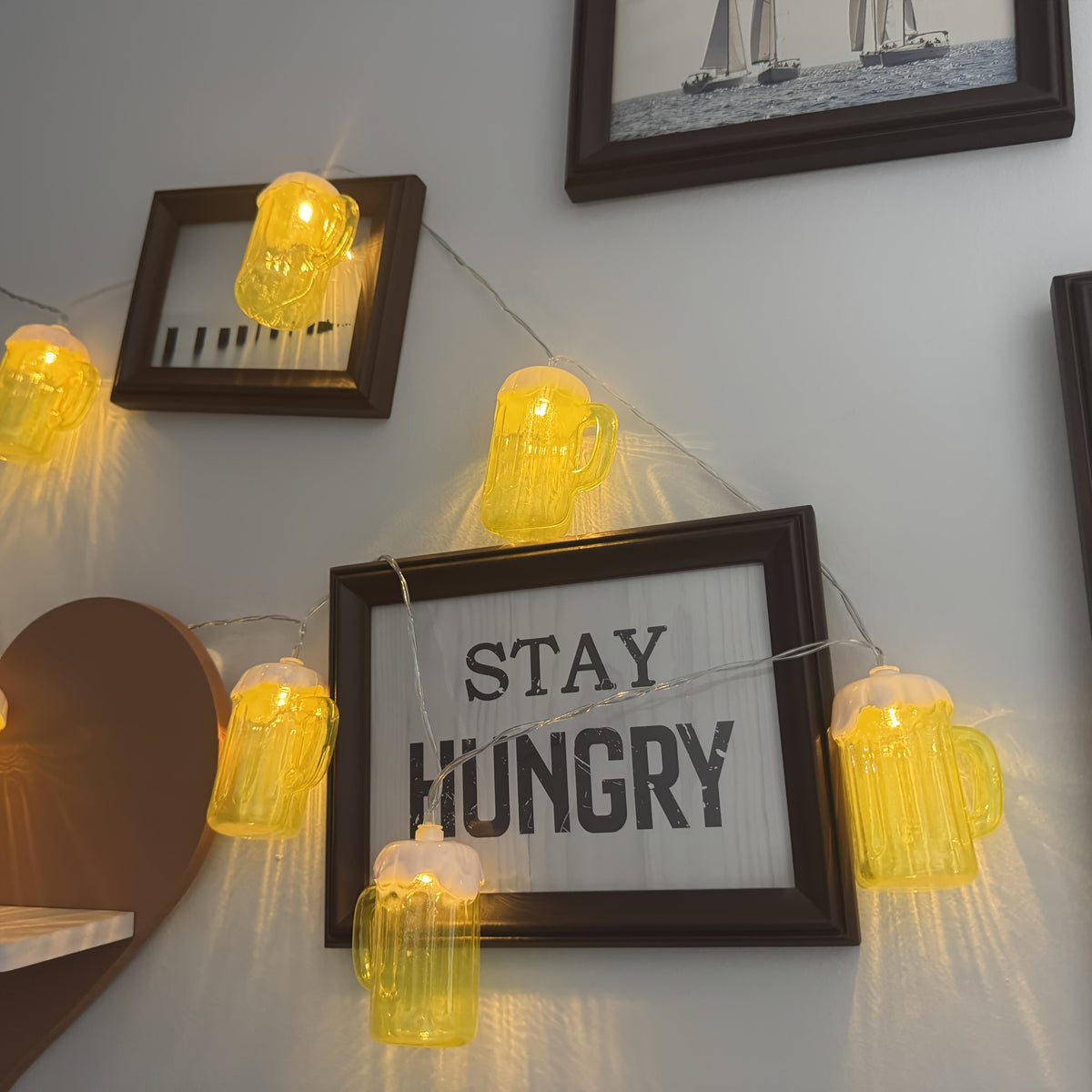 Beer Mug String Lights Battery Operated LED for Parties and Outdoor Décor