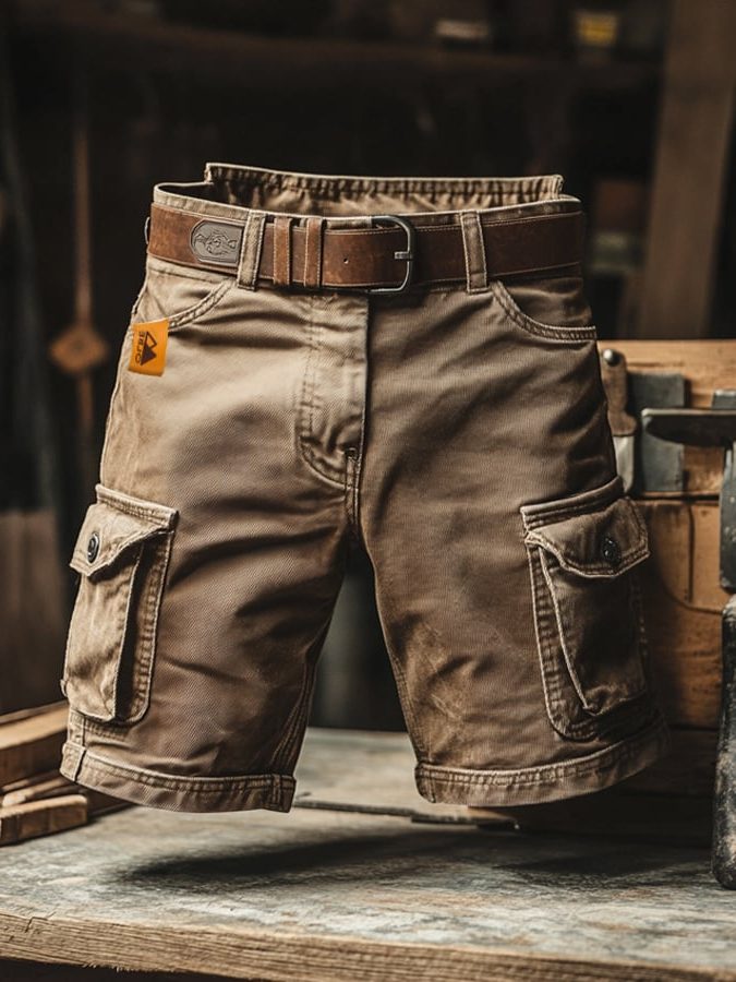 Belted Cargo Shorts for Men