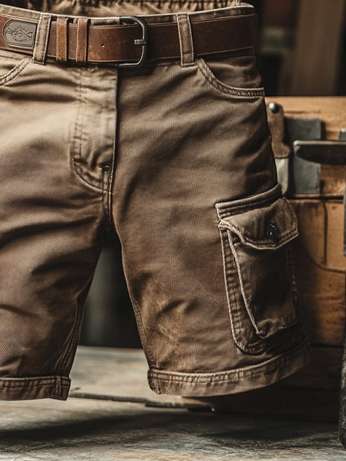 Belted Cargo Shorts for Men