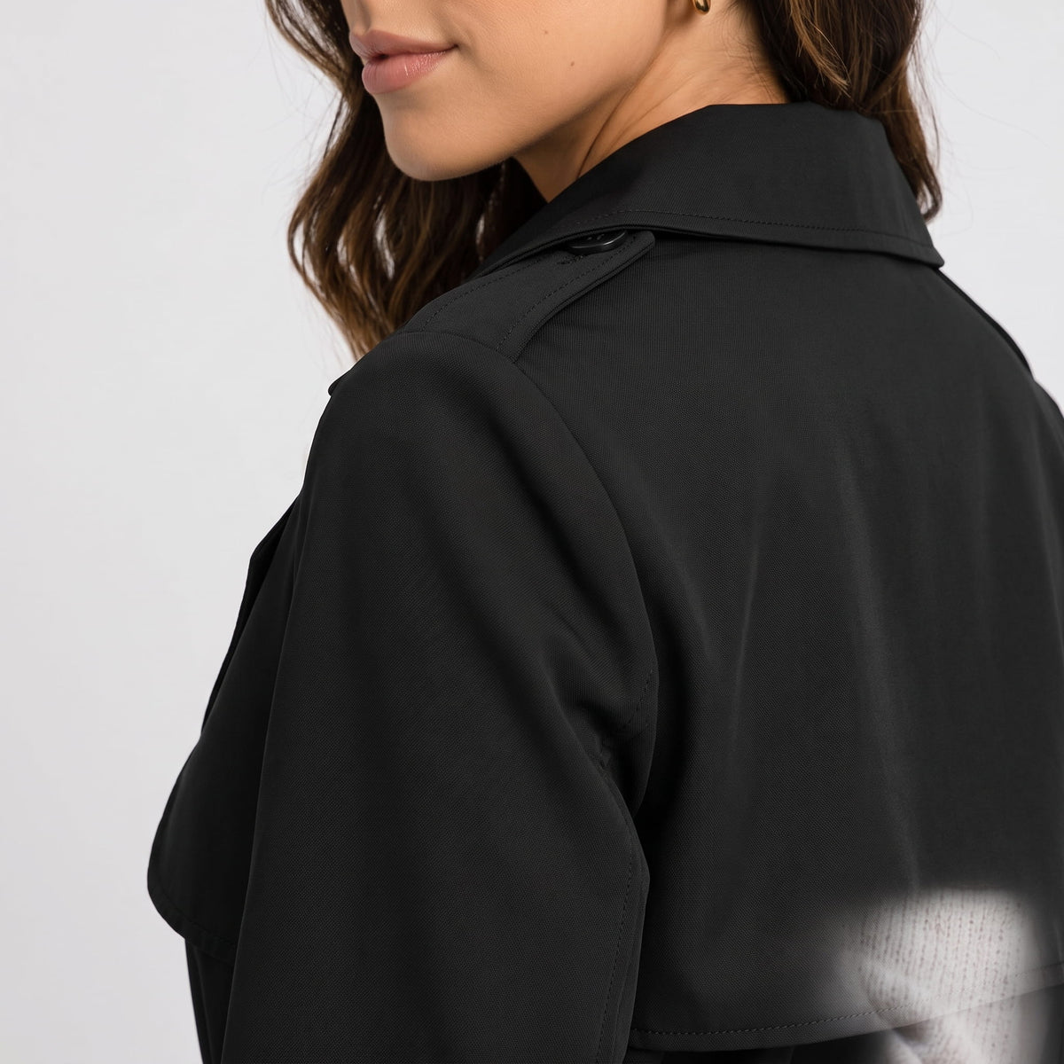 Belted Double-Breasted Trench Coat – Mid-Length, Epaulettes & Buckled Cuffs | Ines