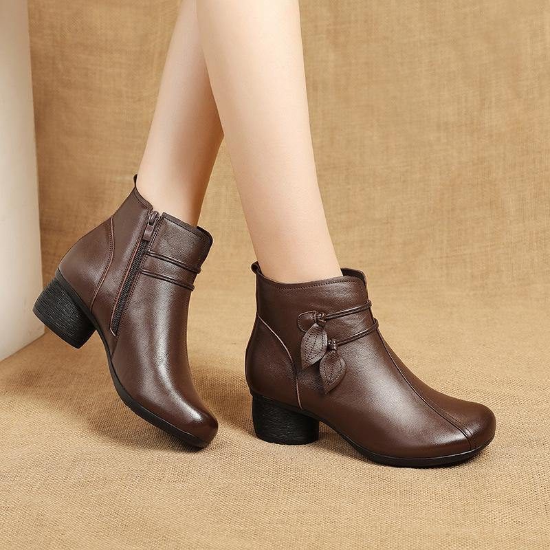 Benoit | Women's Square Toe Block Heel Ankle Boots