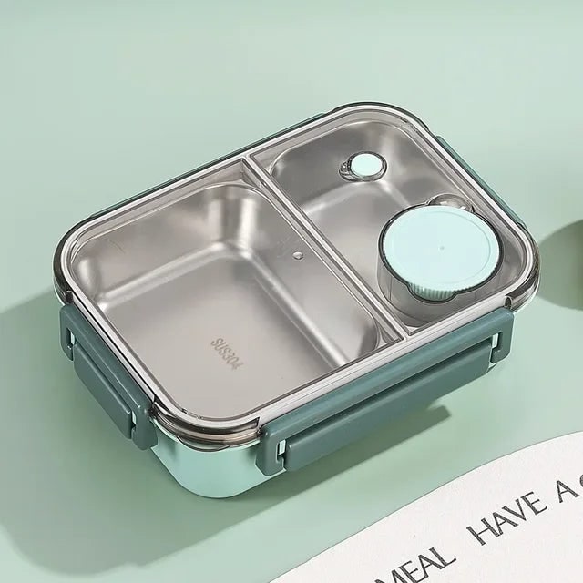 Bento Lunch Box with Stainless Steel Compartments and Leak-Proof Seal