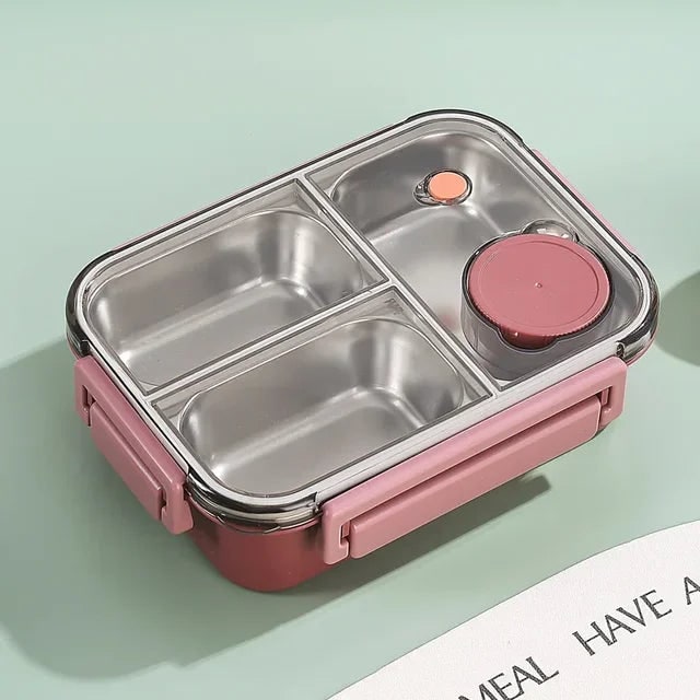 Bento Lunch Box with Stainless Steel Compartments and Leak-Proof Seal