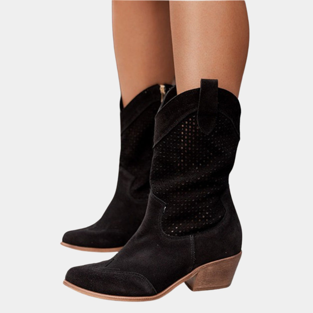 Josephine | Women's Perforated Cowboy Boots Block Heel