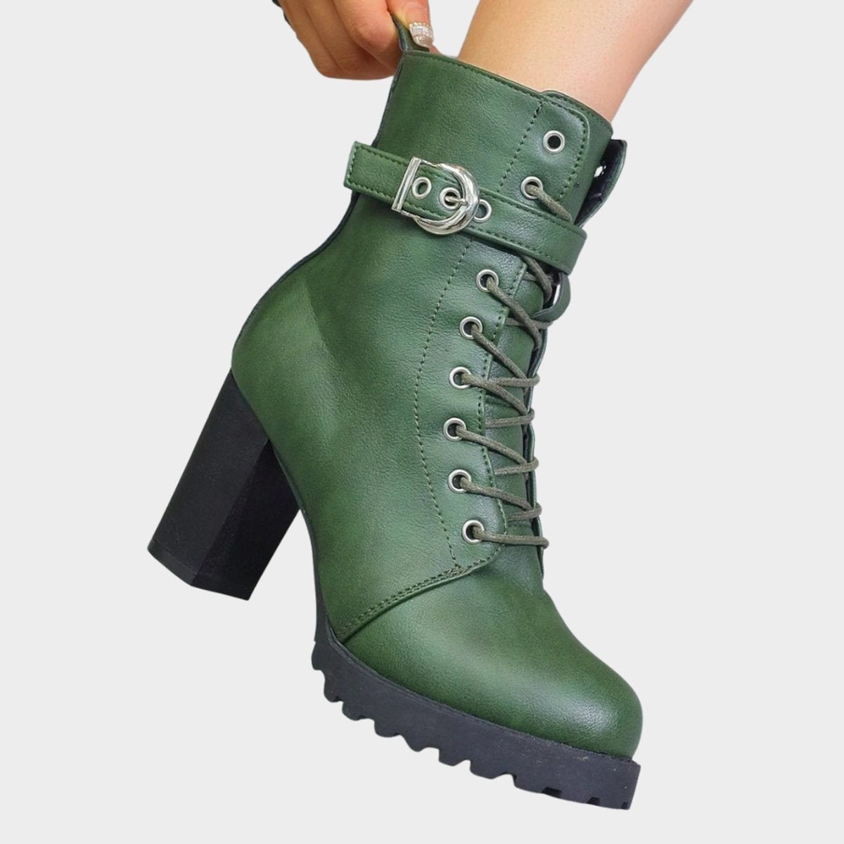 Joanna | Women's Block Heel Ankle Boots Lace Up Buckle Strap