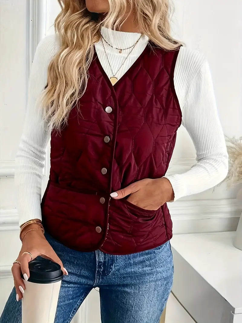 Lily | Women's Reversible Puffer Vest Sherpa Lined