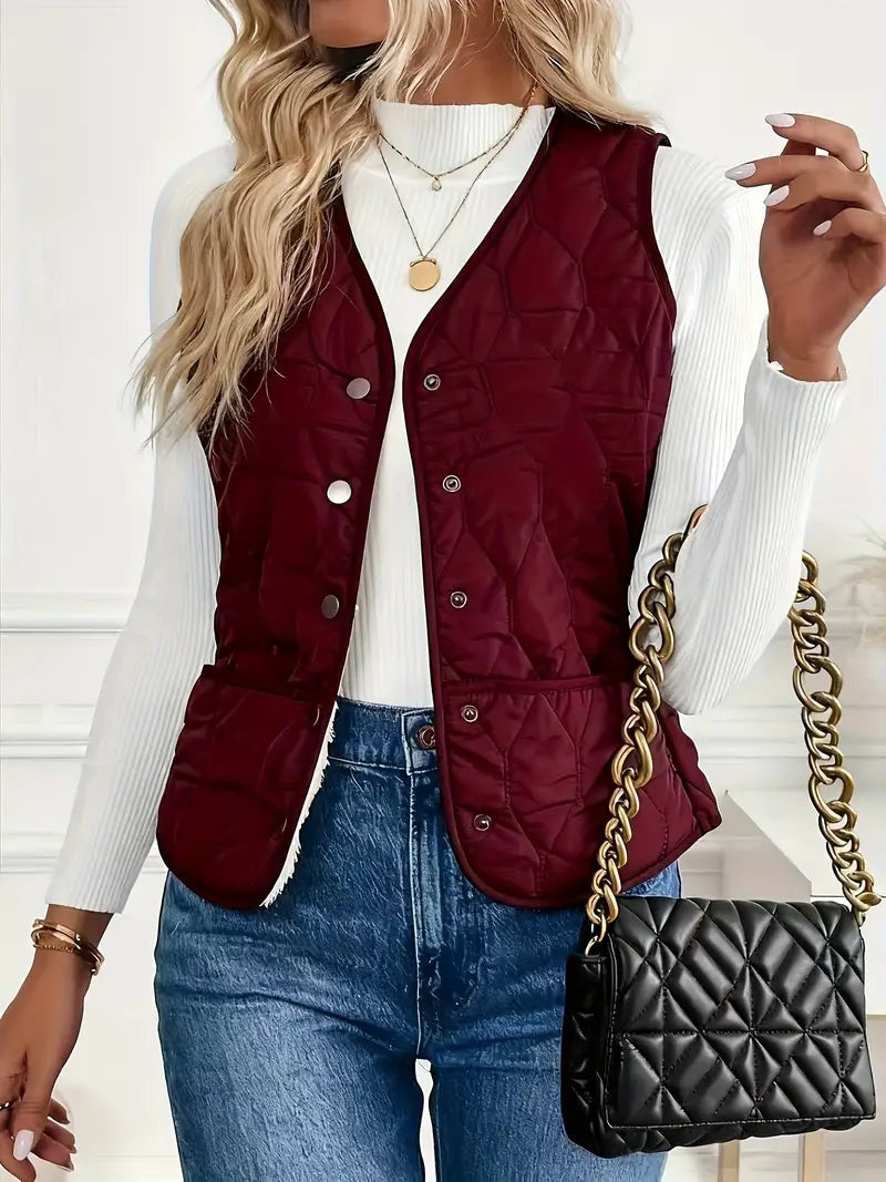 Lily | Women's Reversible Puffer Vest Sherpa Lined