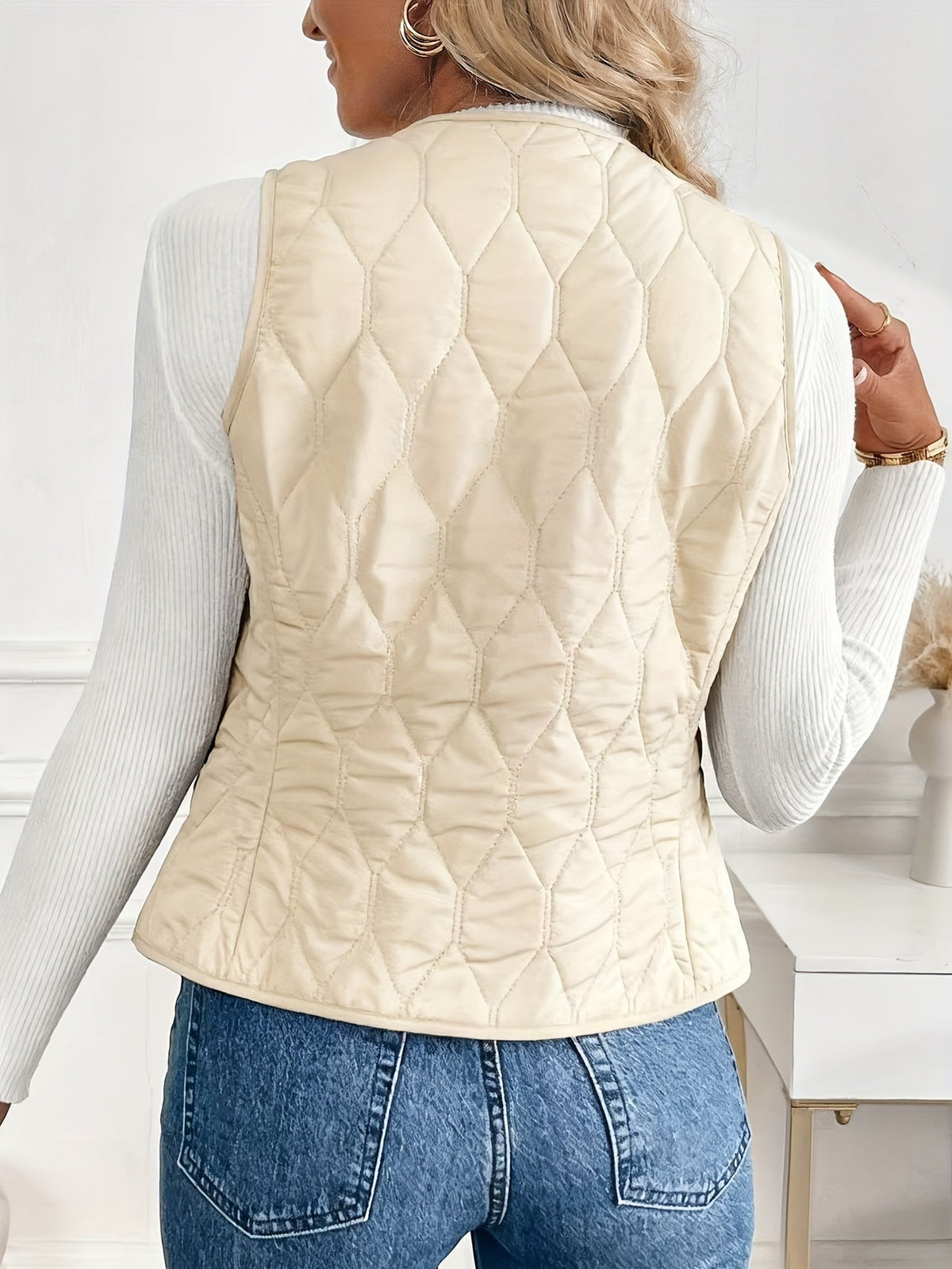 Lily | Women's Reversible Puffer Vest Sherpa Lined