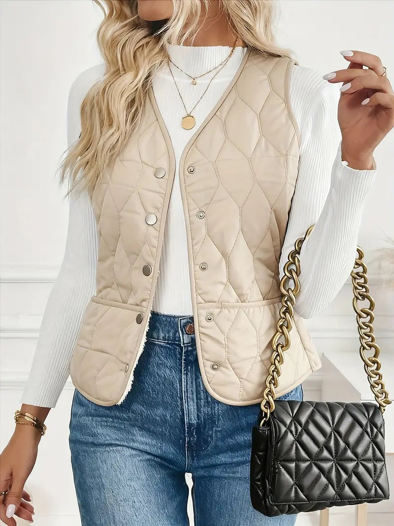 Lily | Women's Reversible Puffer Vest Sherpa Lined