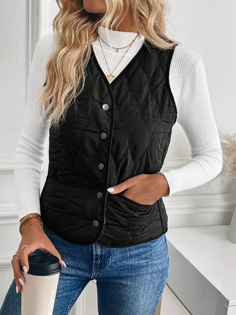 Lily | Women's Reversible Puffer Vest Sherpa Lined