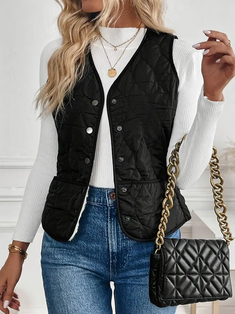 Lily | Women's Reversible Puffer Vest Sherpa Lined