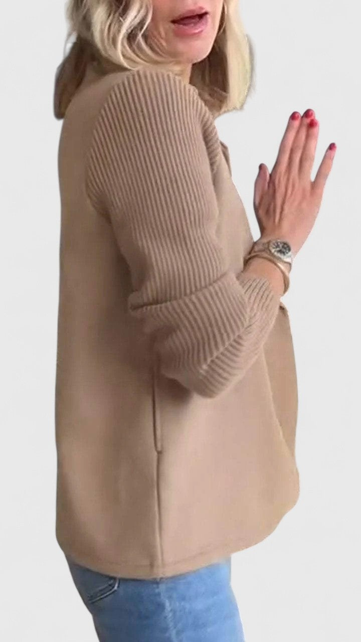 Erin | Women's Wool Blend Blazer Double Breasted Knit Sleeves