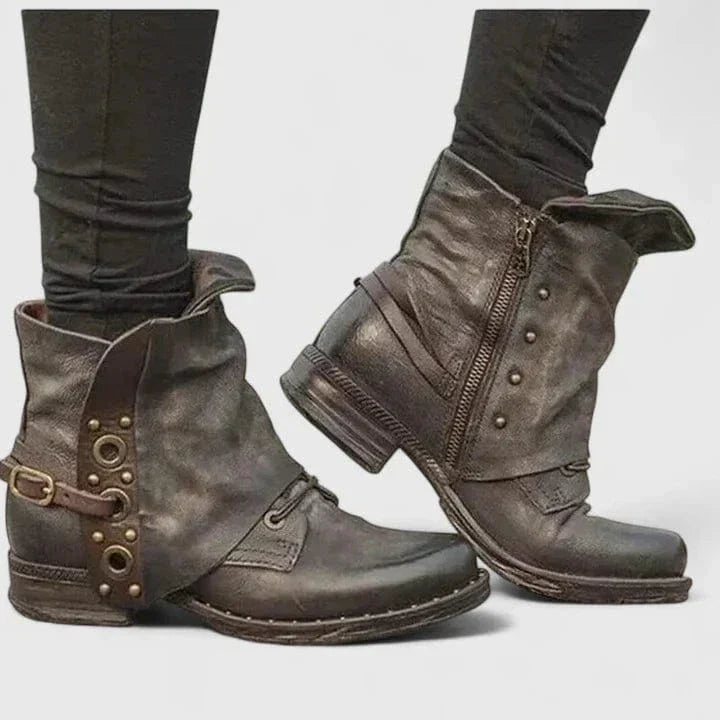 Eleanora | Distressed Leather Ankle Boots