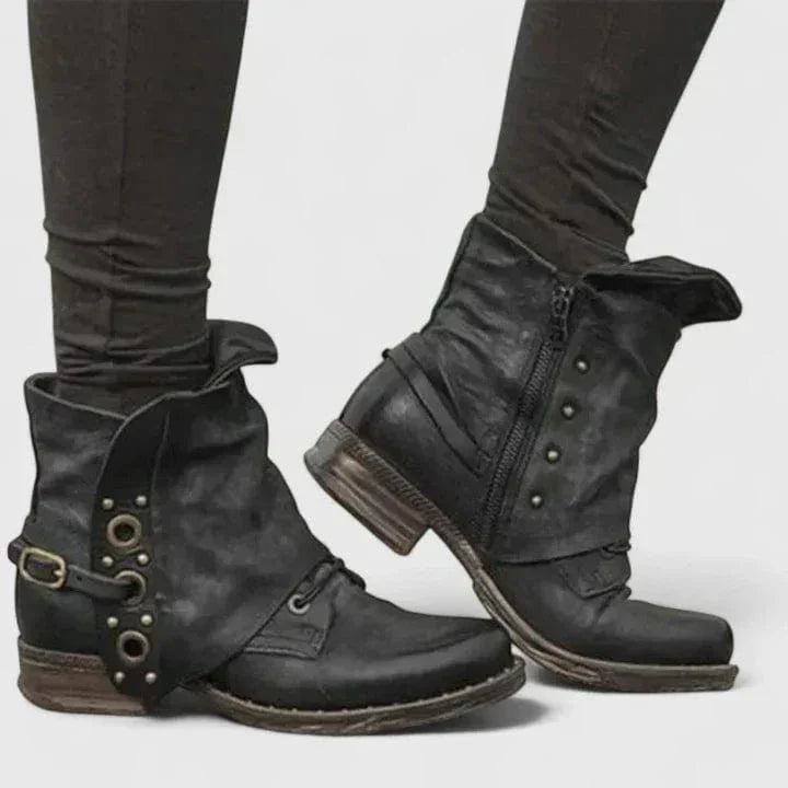 Eleanora | Distressed Leather Ankle Boots