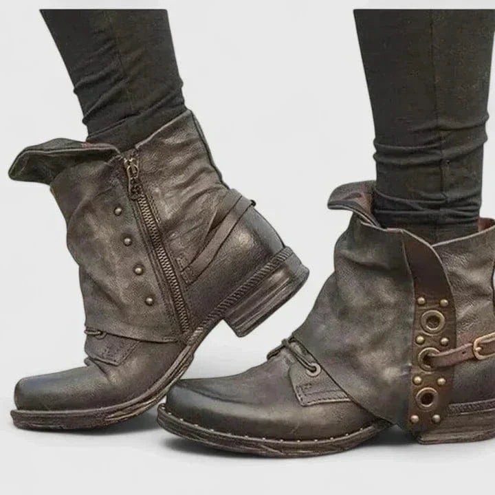 Eleanora | Distressed Leather Ankle Boots