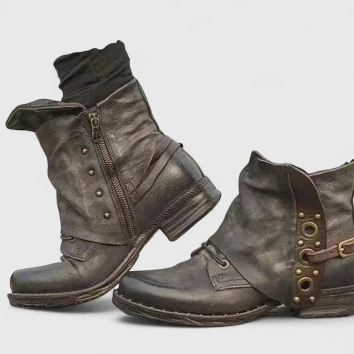 Eleanora | Distressed Leather Ankle Boots