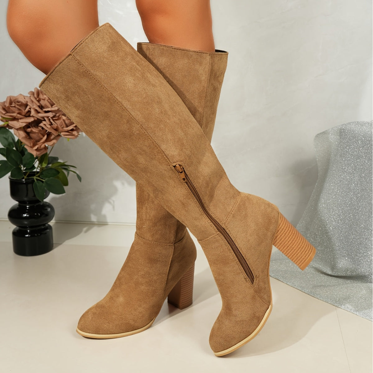 Perpetue | Block Heel Knee-High Boots