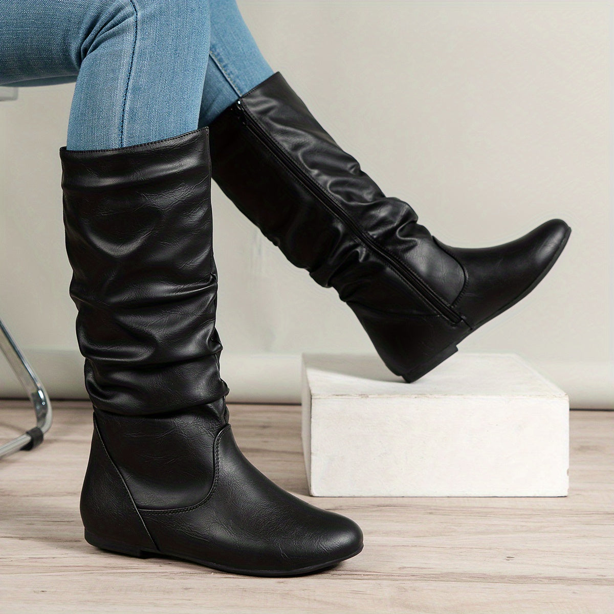 Ambrosine | Brown Leather Knee-High Boots