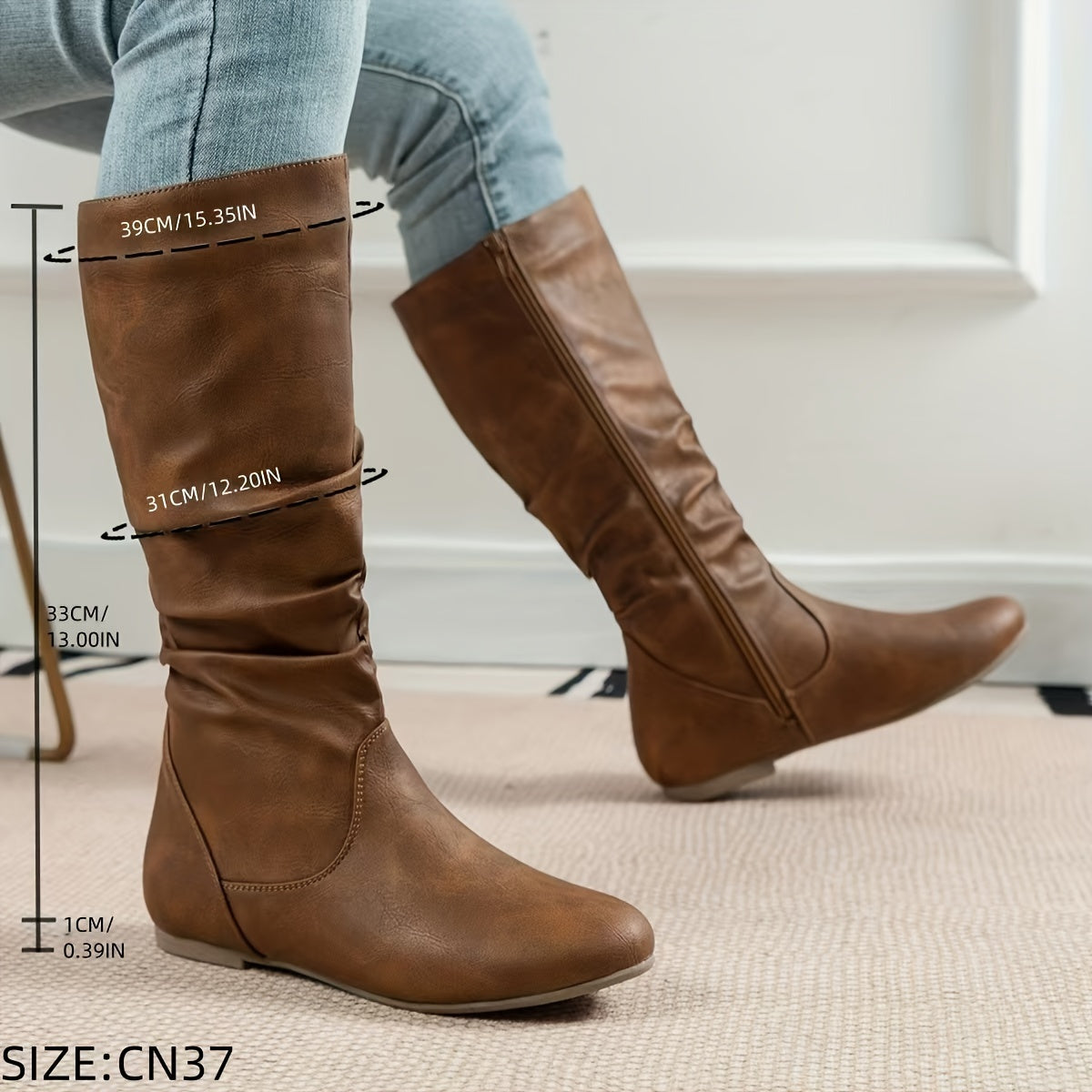 Ambrosine | Brown Leather Knee-High Boots