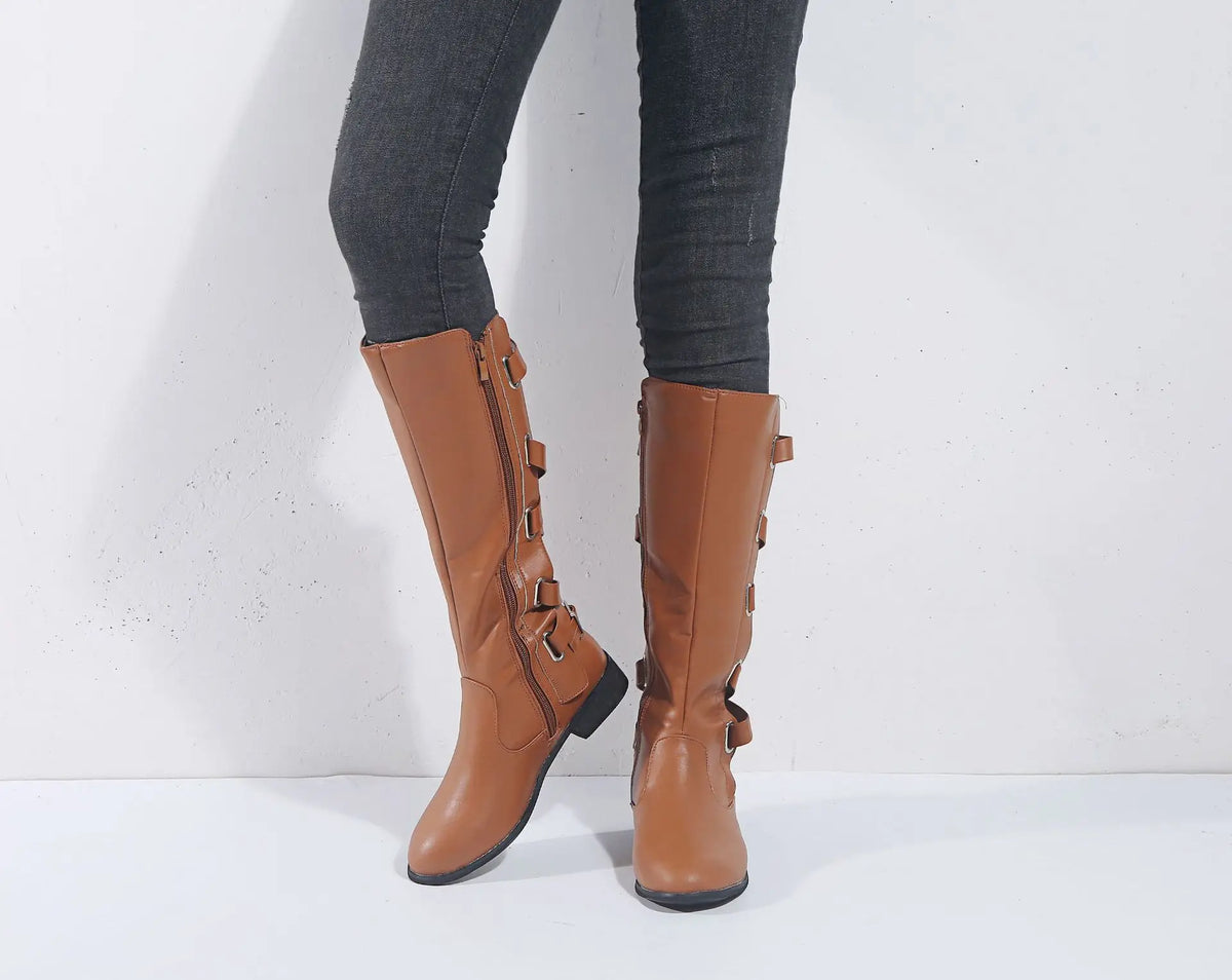 Ariella | Buckle Riding Knee-High Boots