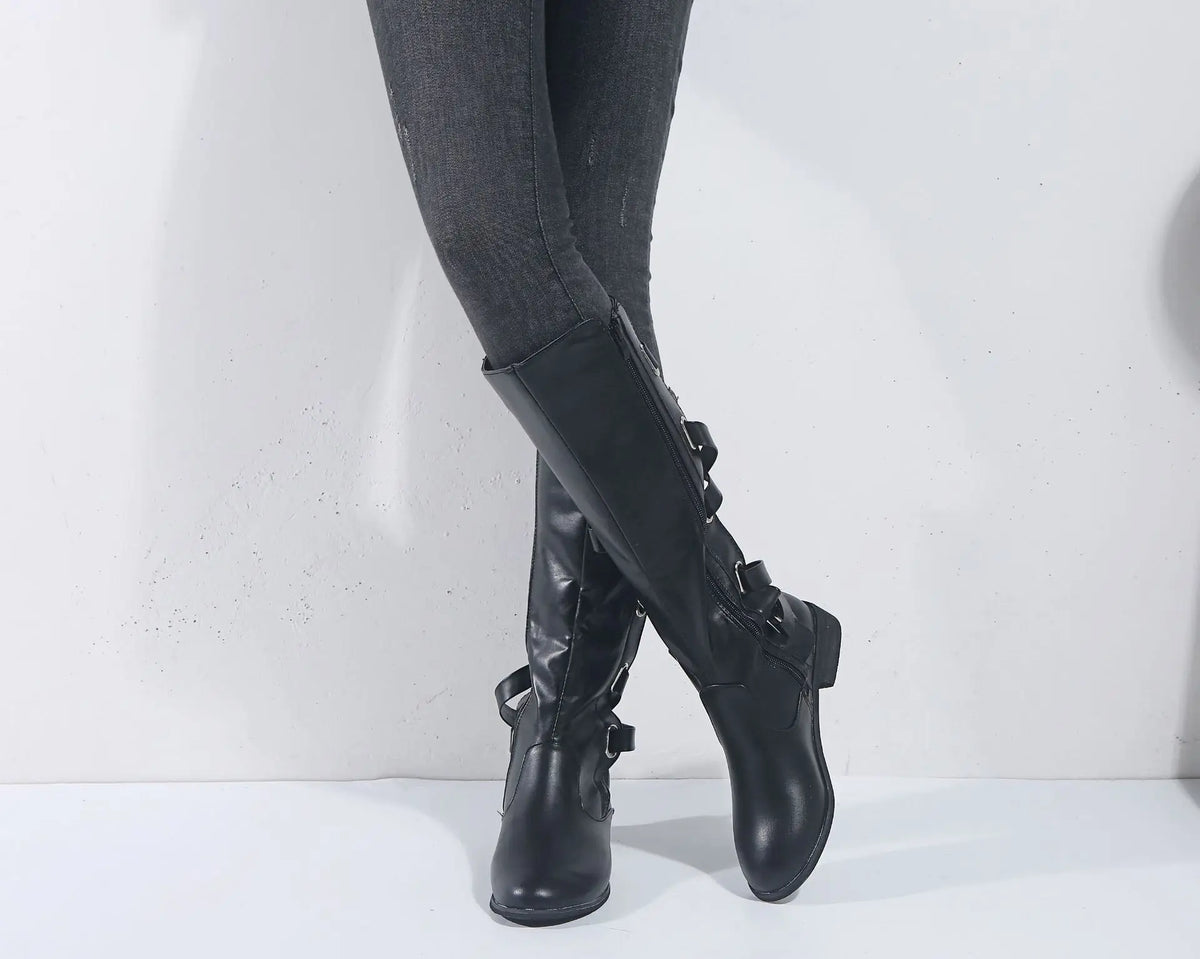 Ariella | Buckle Riding Knee-High Boots