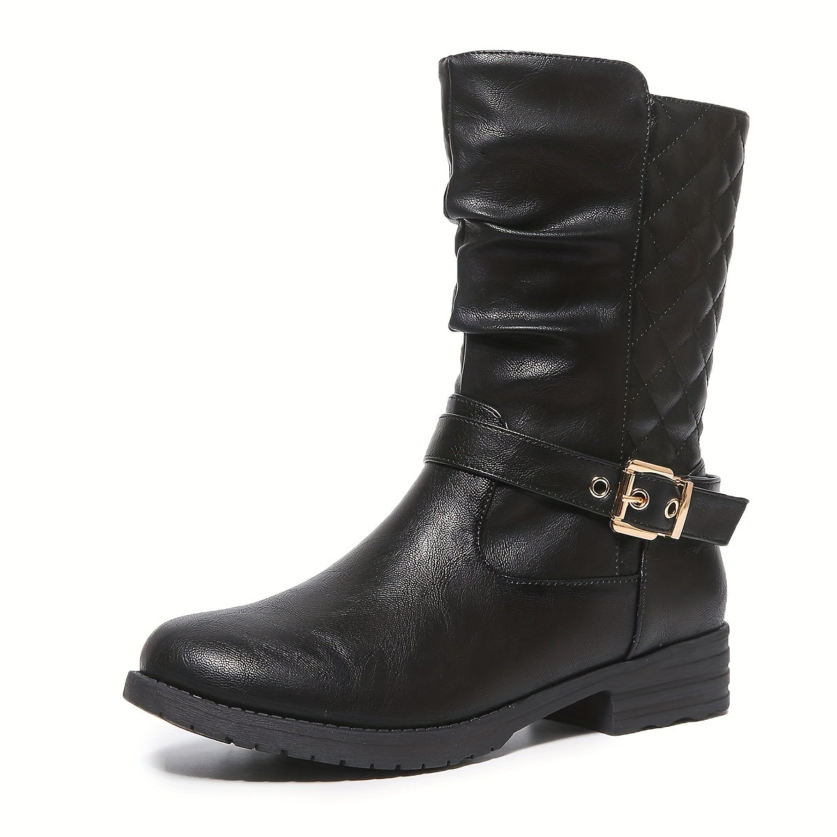 Ilaria | Slouch Buckle Mid-Calf Boots