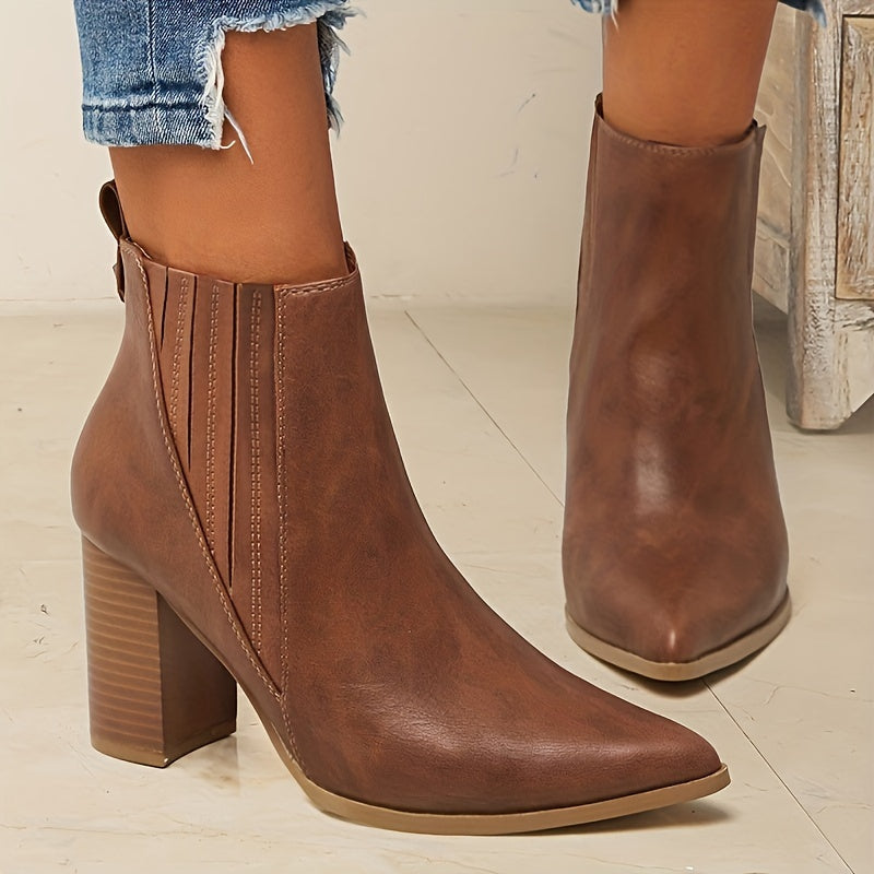 Sorcha | Square Heel Pointed Toe Ankle Boots