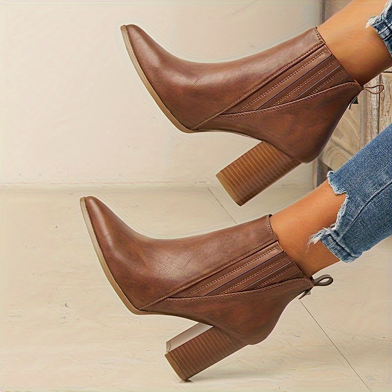 Sorcha | Square Heel Pointed Toe Ankle Boots