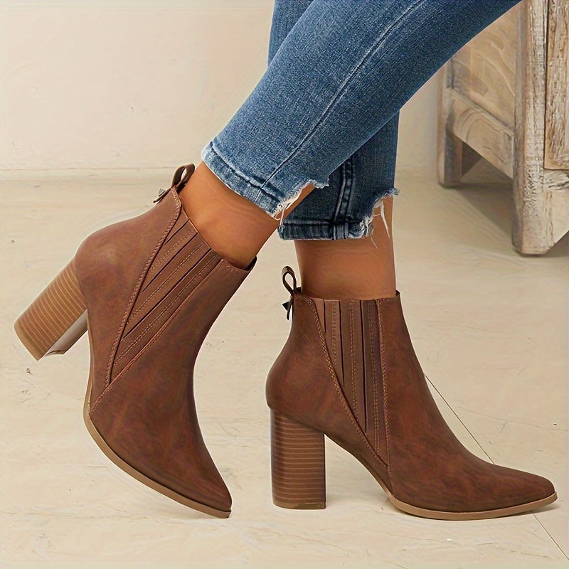 Sorcha | Square Heel Pointed Toe Ankle Boots