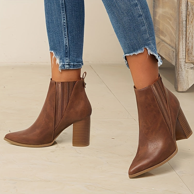 Sorcha | Square Heel Pointed Toe Ankle Boots