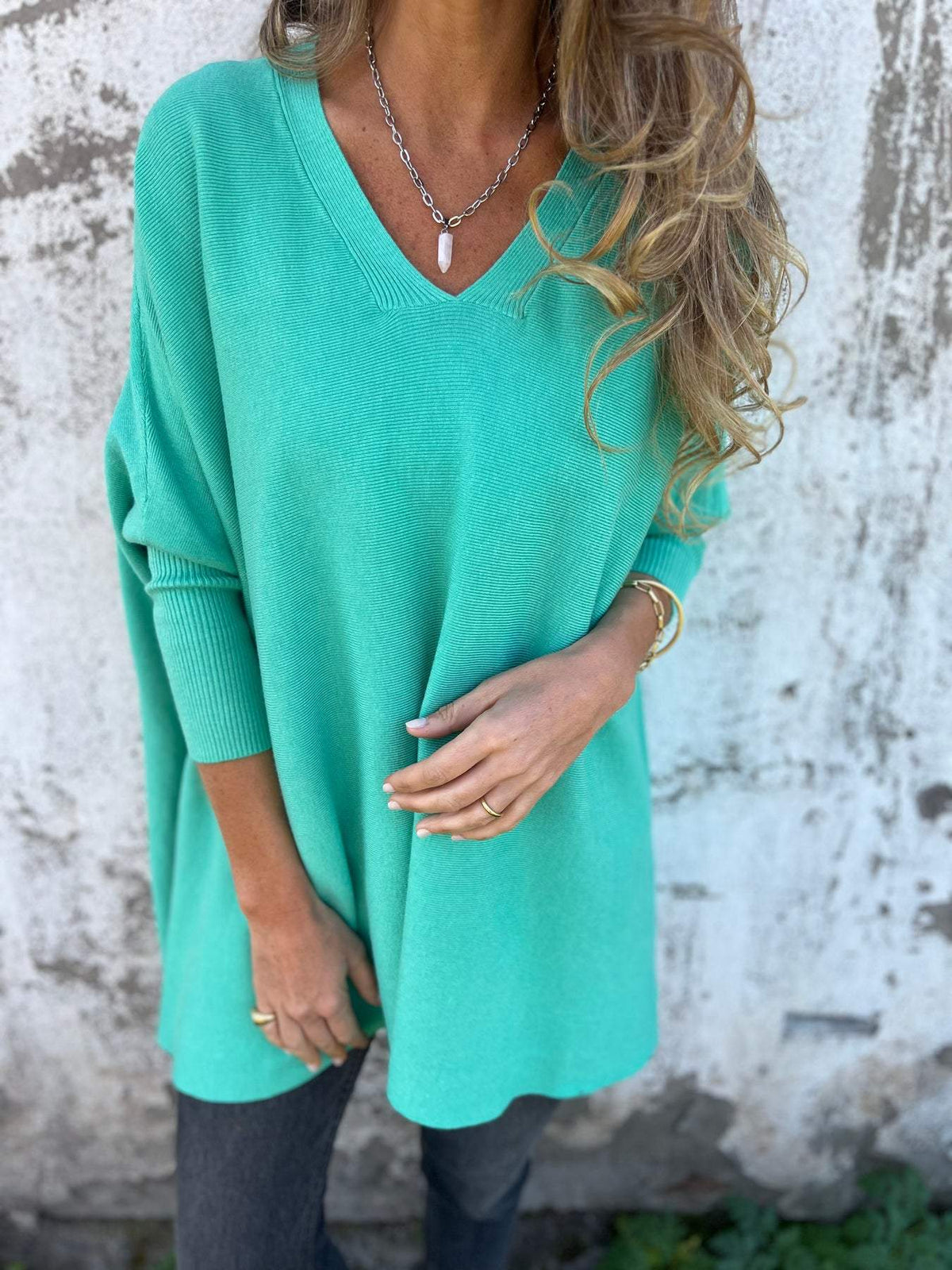 Althea | Oversized V-Neck Tunic Sweater