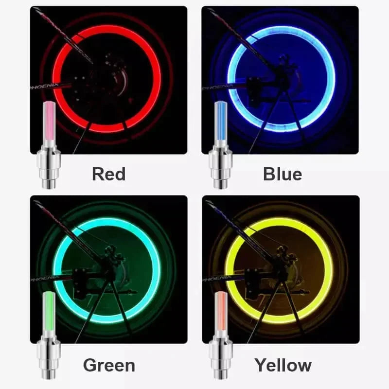 Bicycle Valve Lights | Motion-Activated LED & Universal Fit | Set of 2