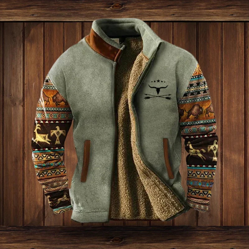 Colton | Men's Aztec Print Sherpa Jacket Winter Fleece