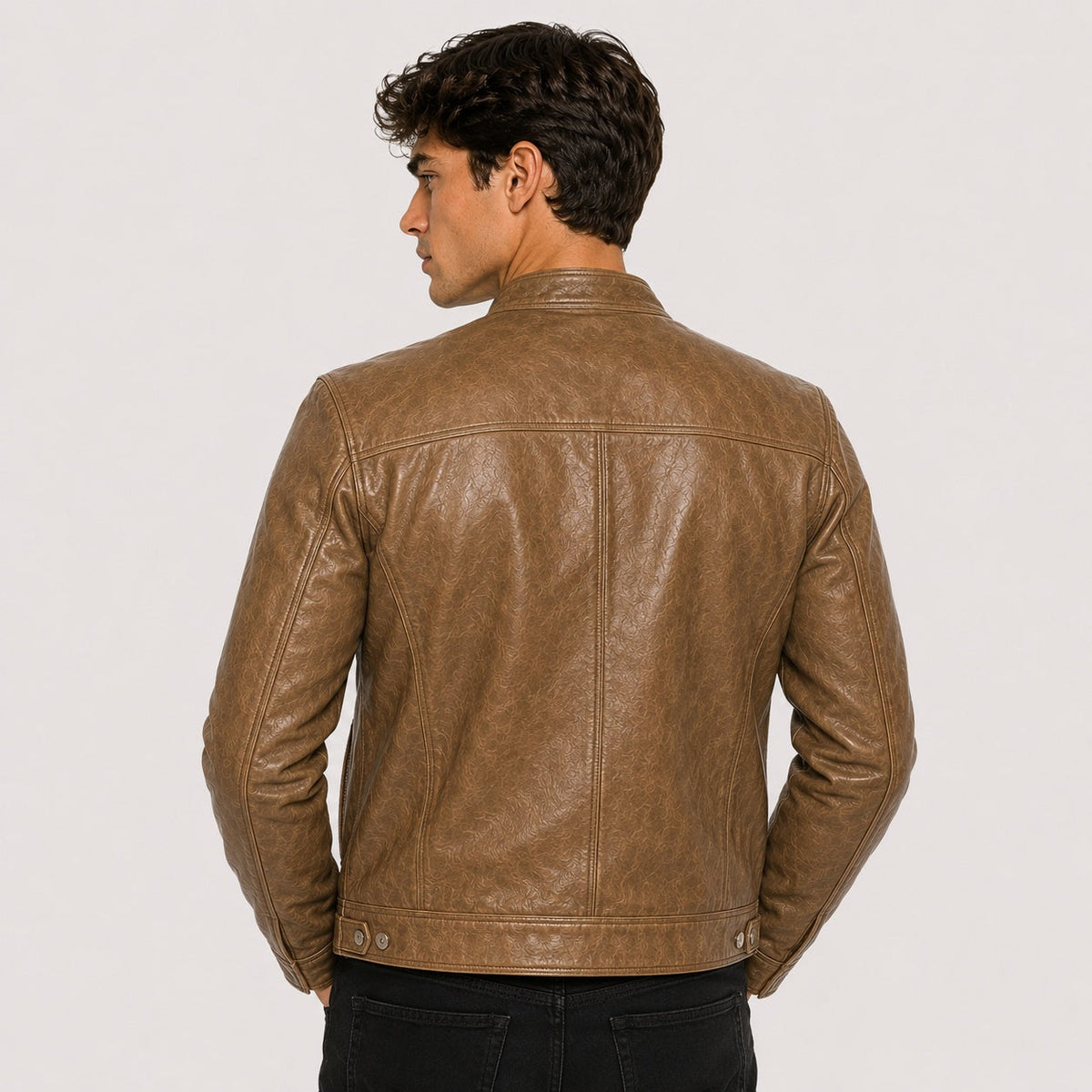 Patrick | Men's Faux Leather Jacket Stand Collar Zip Up