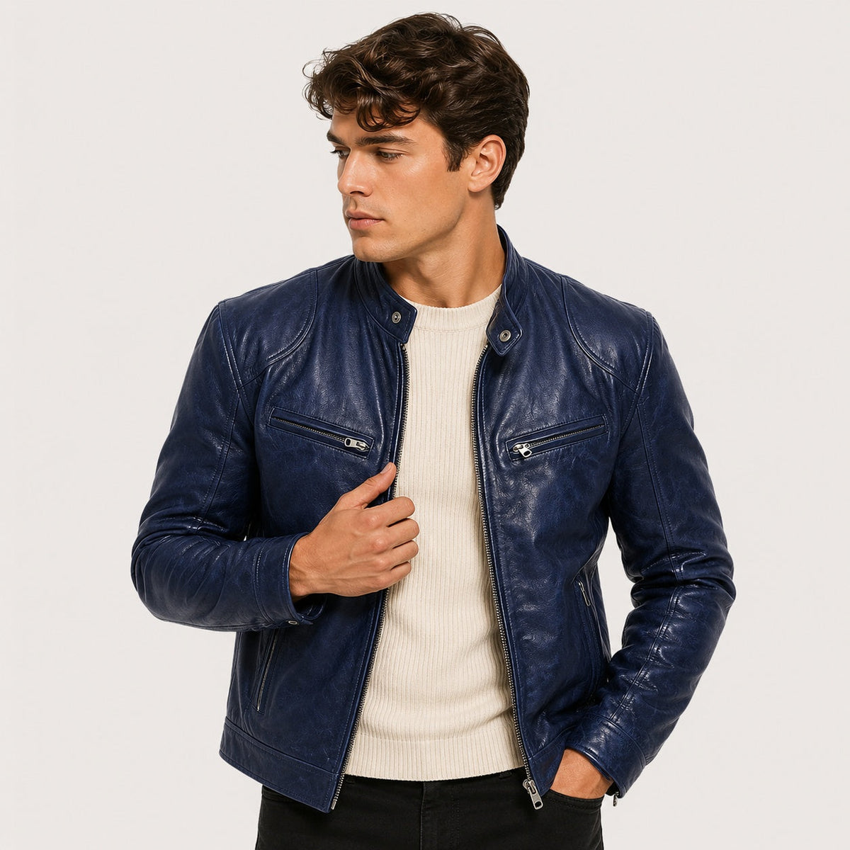 Patrick | Men's Faux Leather Jacket Stand Collar Zip Up