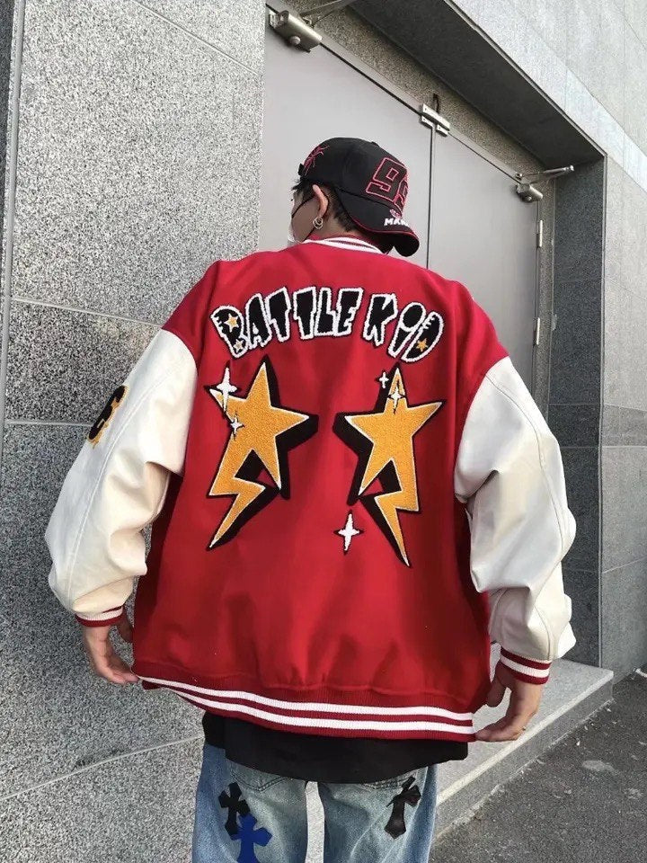 Derek | Men's Embroidered Varsity Jacket Oversized Letterman