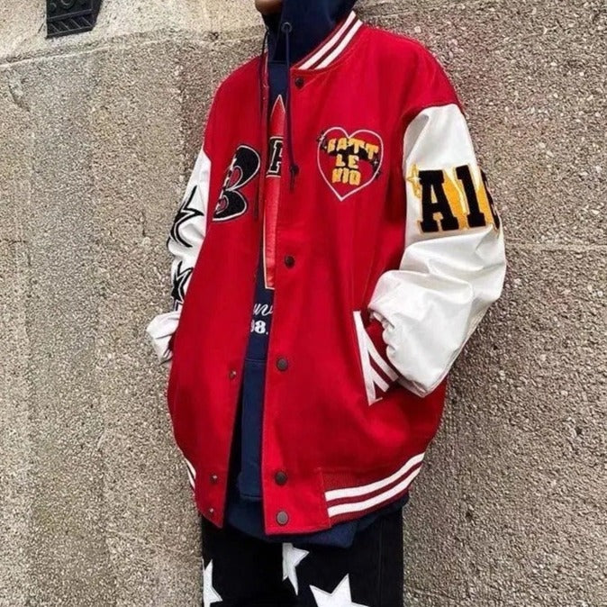 Derek | Men's Embroidered Varsity Jacket Oversized Letterman