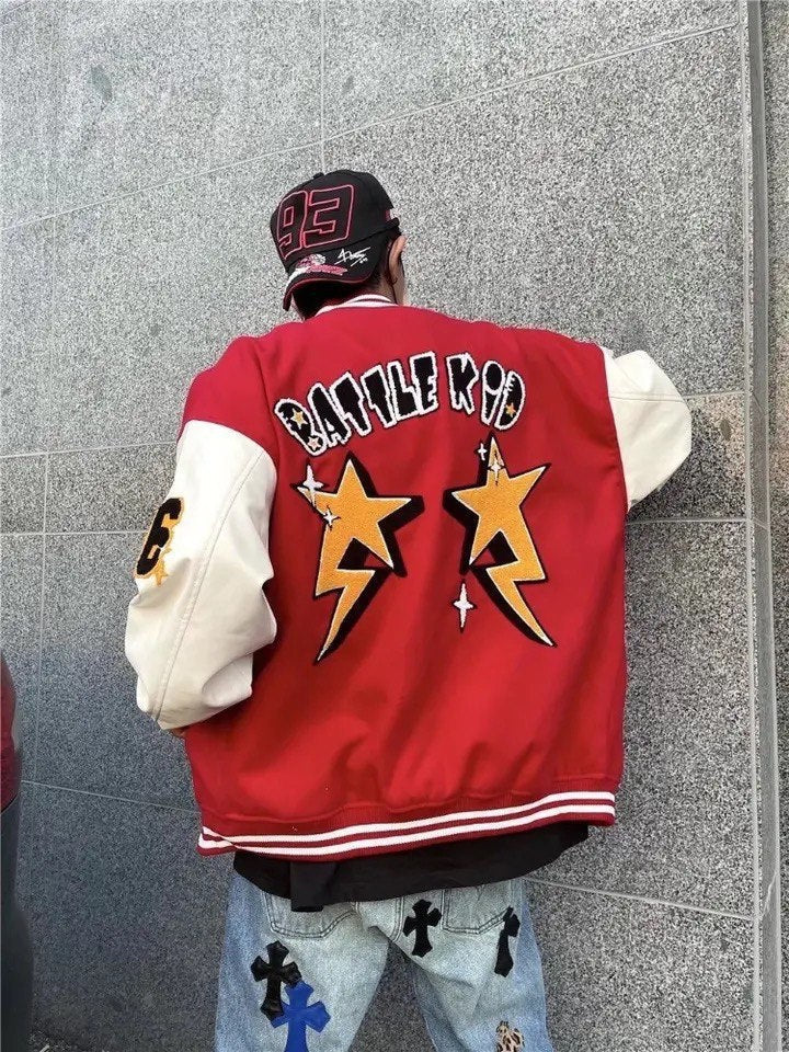 Derek | Men's Embroidered Varsity Jacket Oversized Letterman