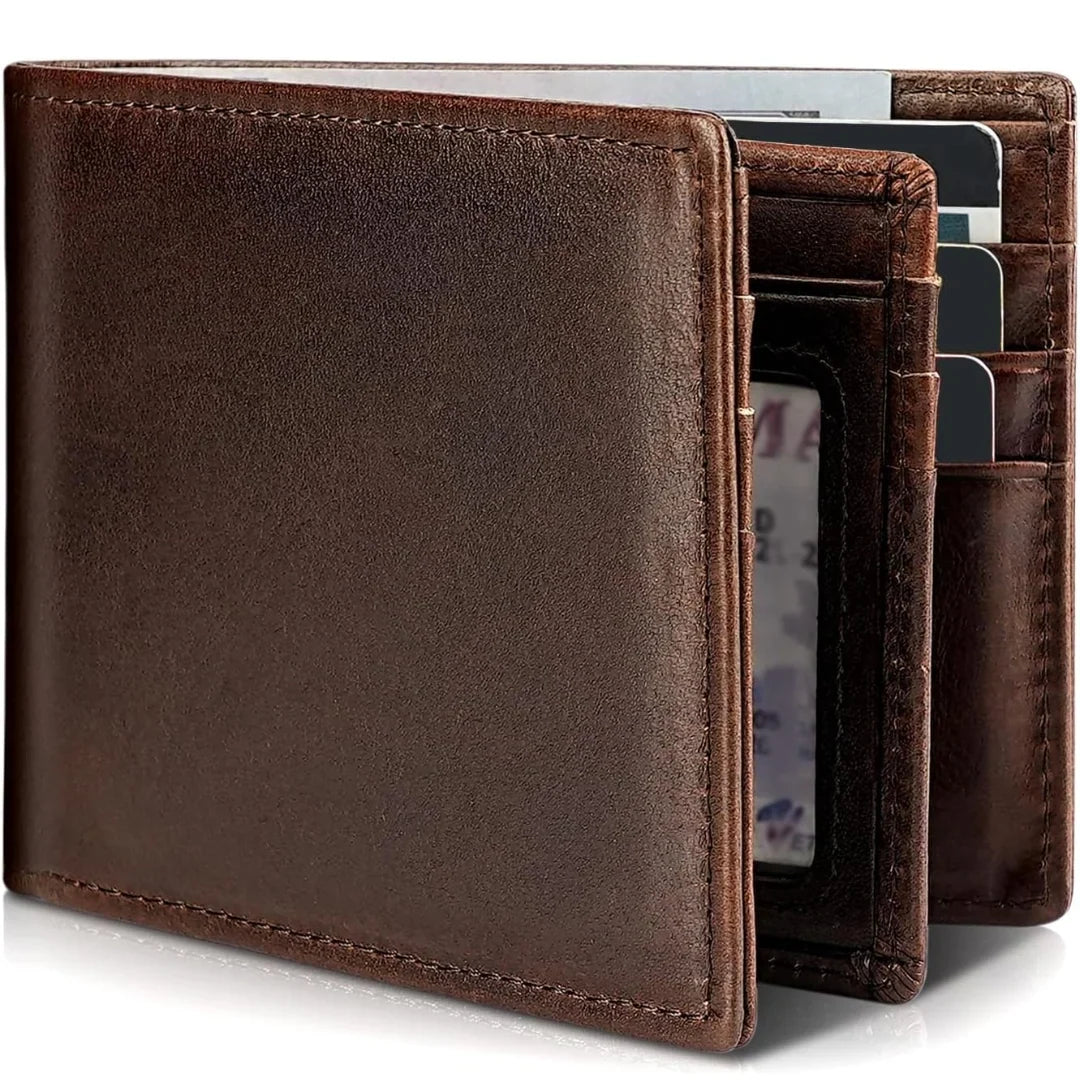 Bifold Wallet | Genuine Leather & RFID Blocking | 13 Card Slots