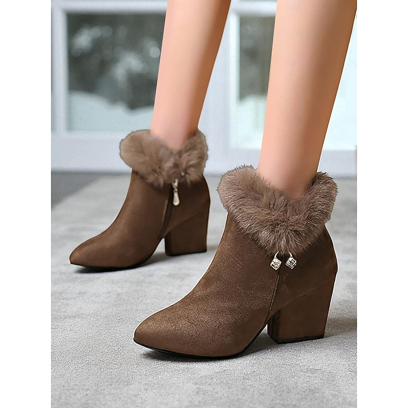 Claire | Fur Trim Ankle Boots