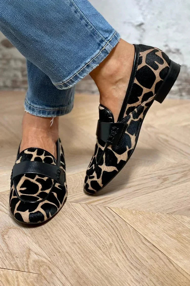 Women's Leopard Print Loafers | Slip-On Flat Shoes