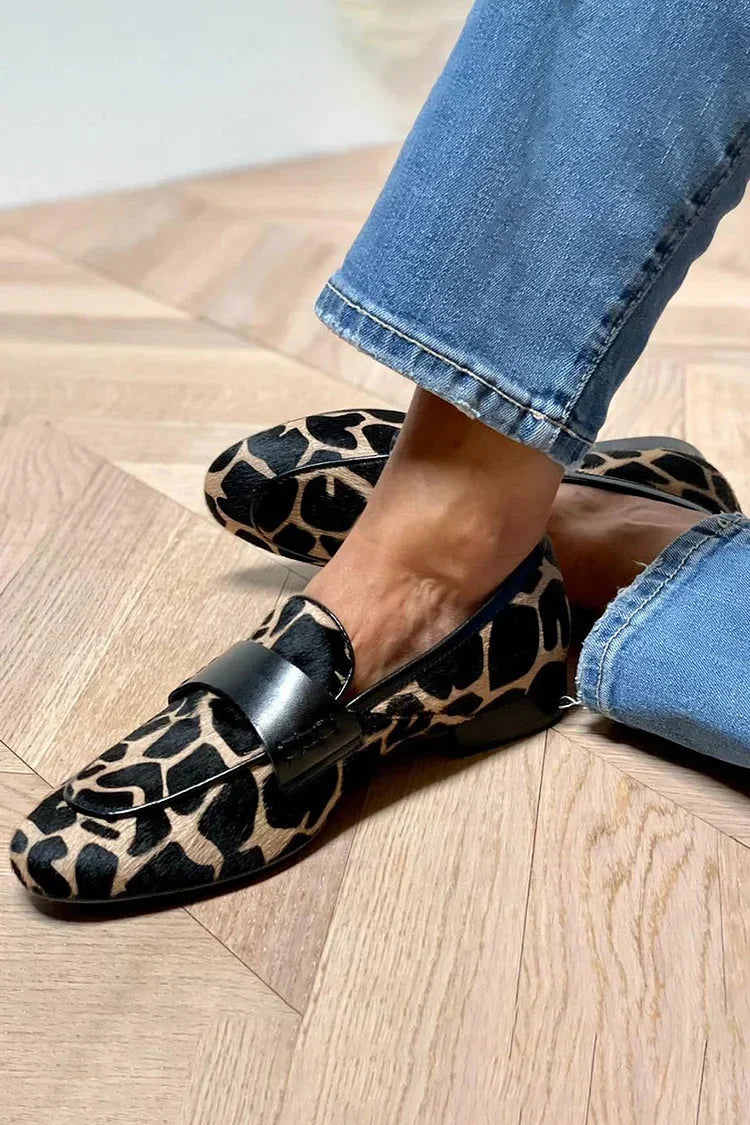 Women's Leopard Print Loafers | Slip-On Flat Shoes