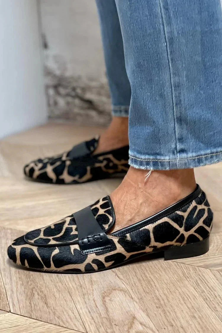 Women's Leopard Print Loafers | Slip-On Flat Shoes